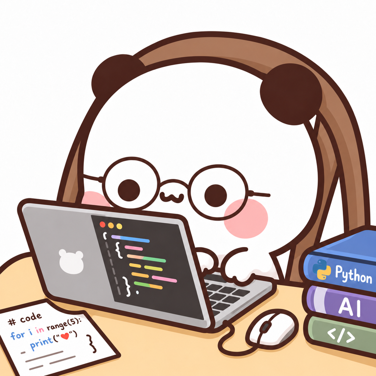 一二 wearing round glasses and writing code at a laptop.
